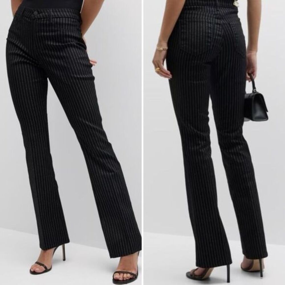 L’Agence Selma Bootcut Jeans in Black/Silver Glitter Stripe NWOT Size 28